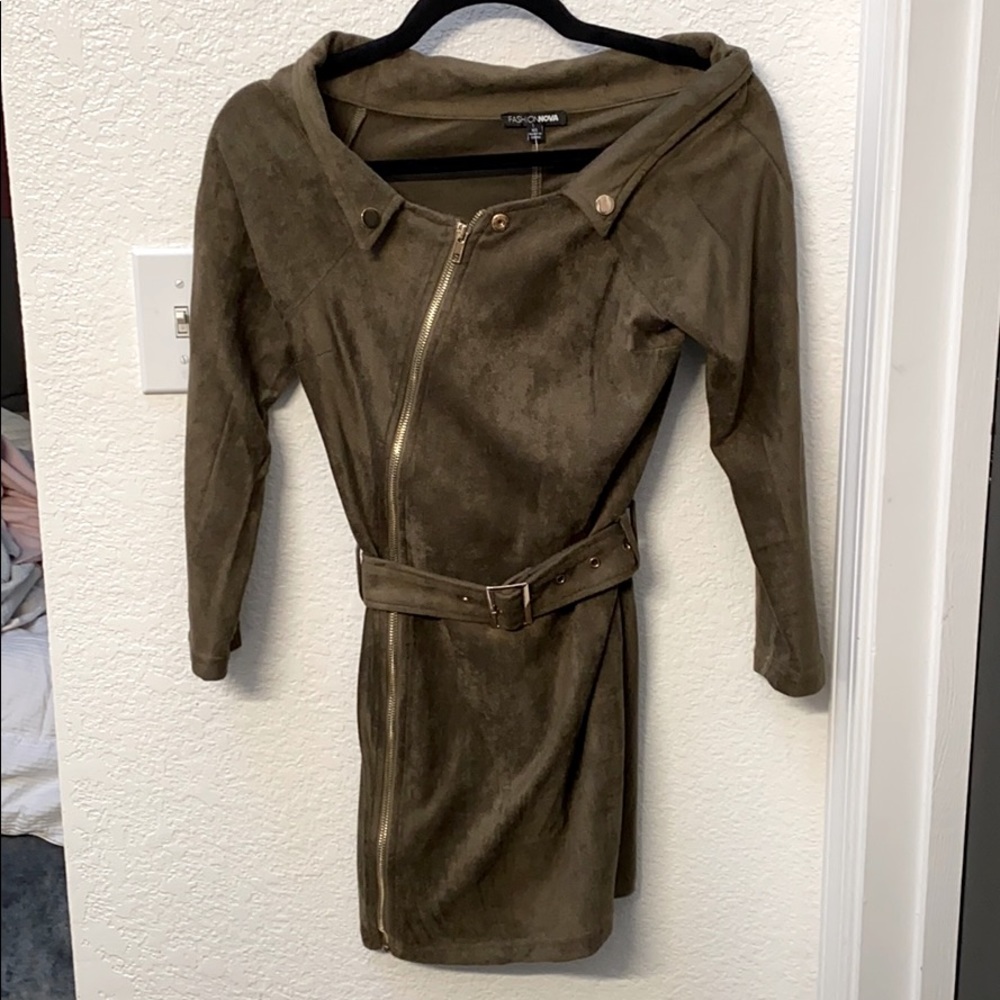 Fashion Nova suede belted dress